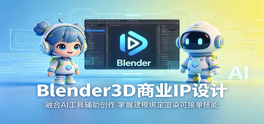 Blender3D商业IP设计：融合AI工具辅助创作，掌握建模绑定渲染可接单技能云学当下-创业资源网-知予轻创网-资源整合-互联网创业课程云学当下