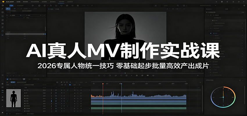AI真人MV制作实战课：2026专属人物统一技巧，零基础起步批量高效产出成片云学当下-创业资源网-知予轻创网-资源整合-互联网创业课程云学当下