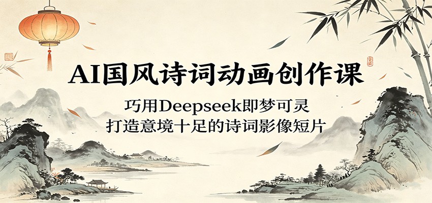 AI国风诗词动画创作课:巧用Deepseek即梦可灵,打造意境十足的诗词影像短片云学当下-创业资源网-知予轻创网-资源整合-互联网创业课程云学当下