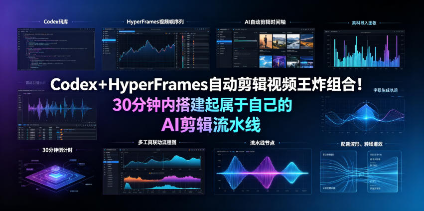 Codex+HyperFrames自动剪辑视频王炸组合!30分钟内搭建起属于自己的AI剪辑流水线(完整版实操教程手册)云学当下-创业资源网-知予轻创网-资源整合-互联网创业课程云学当下