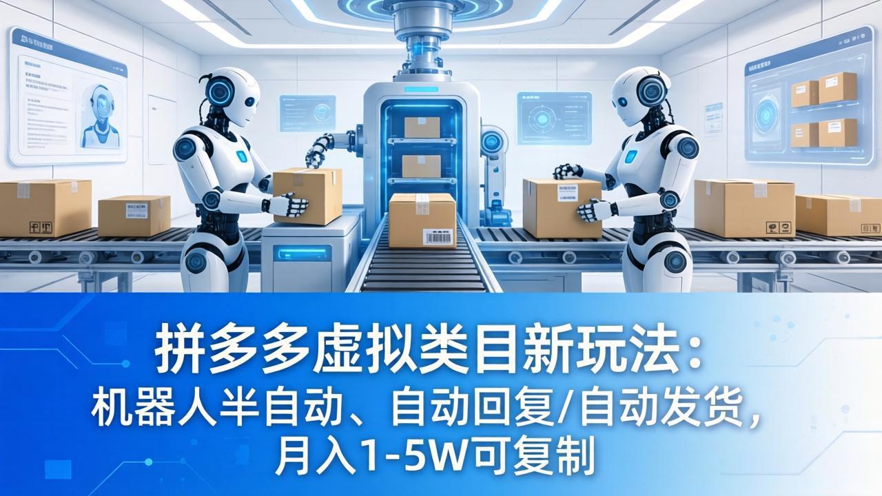 拼多多虚拟类目新玩法：机器人半自动、自动回复 /自动发货，月入 1-5W 可复制云学当下-创业资源网-知予轻创网-资源整合-互联网创业课程云学当下