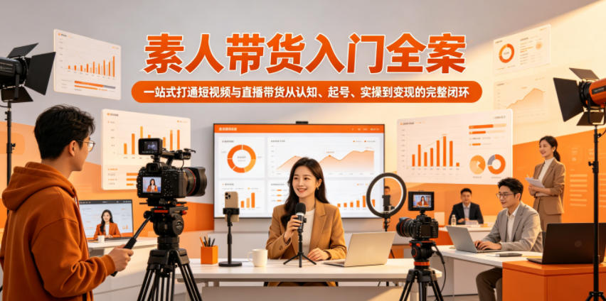 素人带货入门全案,一站式打通短视频与直播带货从认知、起号、实操到变现的完整闭环云学当下-创业资源网-知予轻创网-资源整合-互联网创业课程云学当下