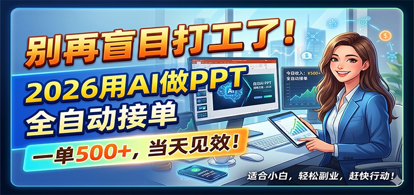 别再盲目打工了！2026用AI做PPT全自动接单，一单5张+，当天见效！云学当下-创业资源网-知予轻创网-资源整合-互联网创业课程云学当下