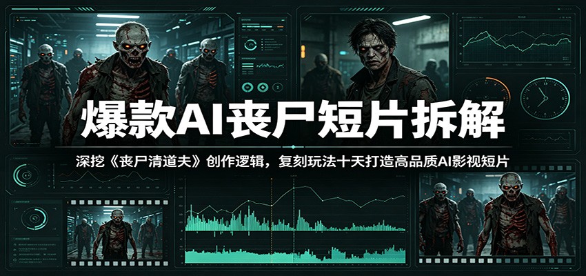 爆款AI丧尸短片拆解：深挖《丧尸清道夫》创作逻辑，复刻玩法快速打造高品质AI影视短片云学当下-创业资源网-知予轻创网-资源整合-互联网创业课程云学当下