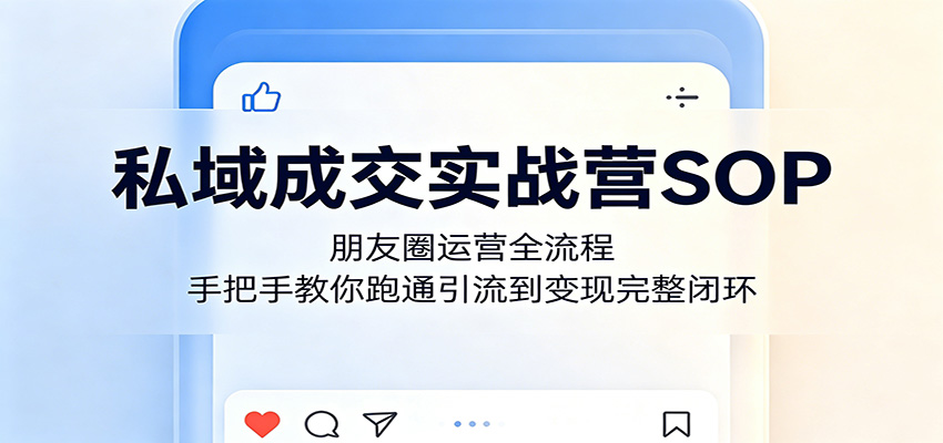 私域成交实战营SOP：朋友圈运营全流程，手把手教你跑通引流到变现完整闭环云学当下-创业资源网-知予轻创网-资源整合-互联网创业课程云学当下