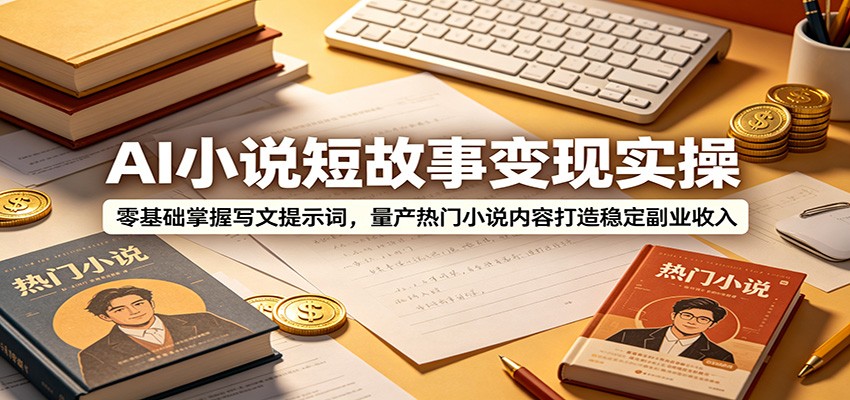 AI小说短故事变现实操：零基础掌握写文提示词，量产热门小说内容打造稳定副业收入云学当下-创业资源网-知予轻创网-资源整合-互联网创业课程云学当下