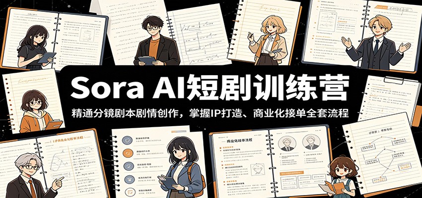 Sora AI短剧训练营:精通分镜剧本剧情创作,掌握IP打造、商业化接单全套流程云学当下-创业资源网-知予轻创网-资源整合-互联网创业课程云学当下