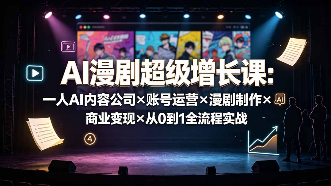 AI漫剧超级增长课：一人AI内容公司×账号运营×漫剧制作×商业变现×从0到1全流程实战云学当下-创业资源网-知予轻创网-资源整合-互联网创业课程云学当下