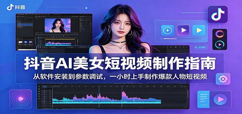 抖音AI美女短视频制作指南：从软件安装到参数调试，一小时上手制作爆款人物短视频云学当下-创业资源网-知予轻创网-资源整合-互联网创业课程云学当下
