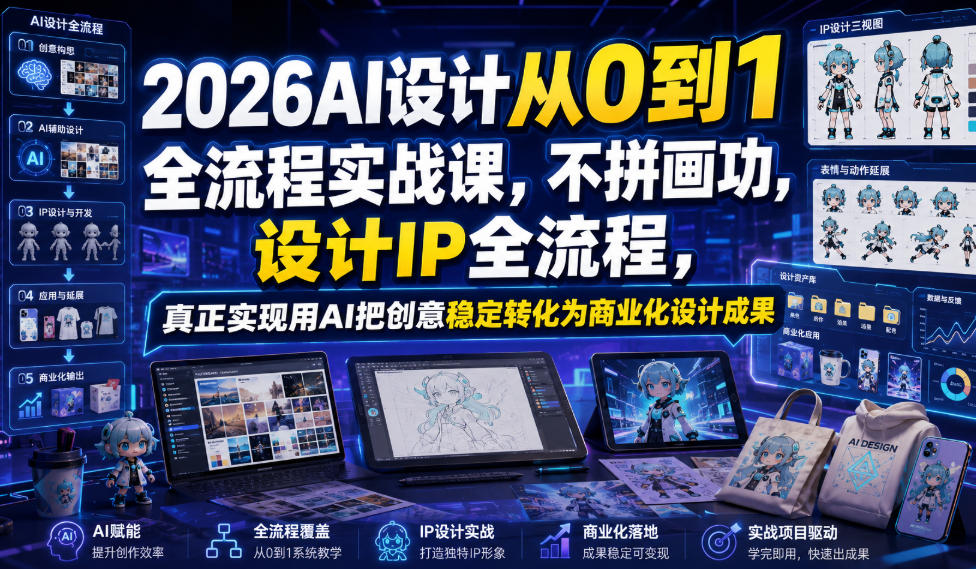 2026AI设计从0到1全流程实战课,不拼画功,设计IP全流程,真正实现用AI把创意稳定转化为商业化设计成果云学当下-创业资源网-知予轻创网-资源整合-互联网创业课程云学当下
