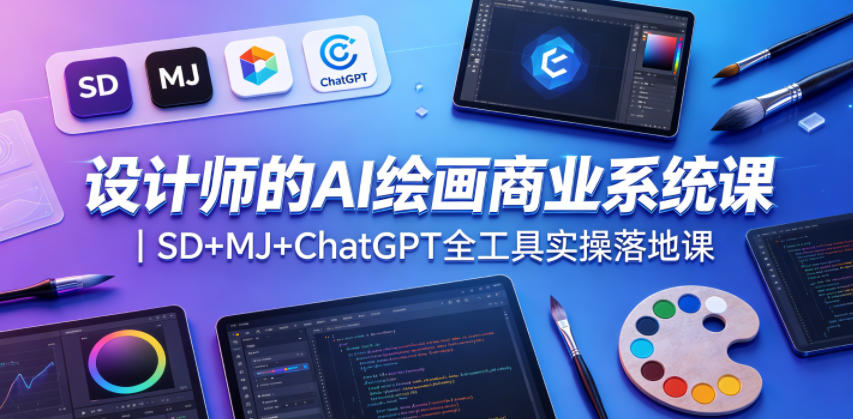 设计师的AI绘画商业系统课|SD+MJ+ChatGPT全工具实操落地课云学当下-创业资源网-知予轻创网-资源整合-互联网创业课程云学当下