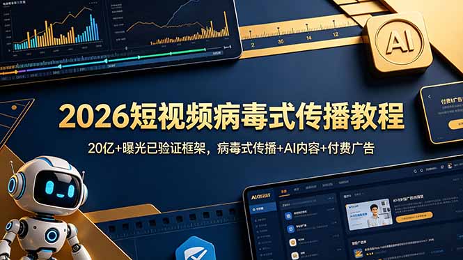 2026短视频病毒式传播教程:20亿+曝光已验证框架,病毒式传播+AI内容+付费广告云学当下-创业资源网-知予轻创网-资源整合-互联网创业课程云学当下