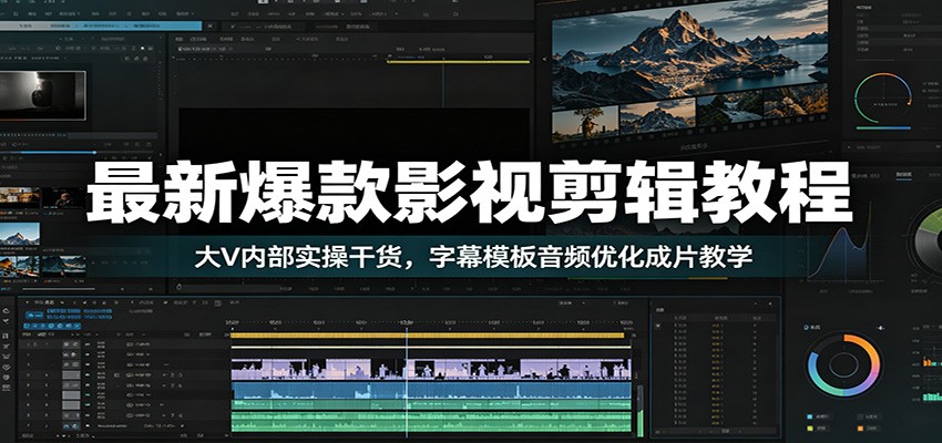 最新爆款影视剪辑教程：大V内部实操干货，字幕模板音频优化成片教学云学当下-创业资源网-知予轻创网-资源整合-互联网创业课程云学当下