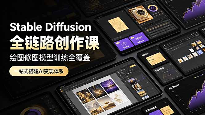 Stable Diffusion全链路创作课,绘图修图模型训练全覆盖,一站式搭建AI变现体系云学当下-创业资源网-知予轻创网-资源整合-互联网创业课程云学当下