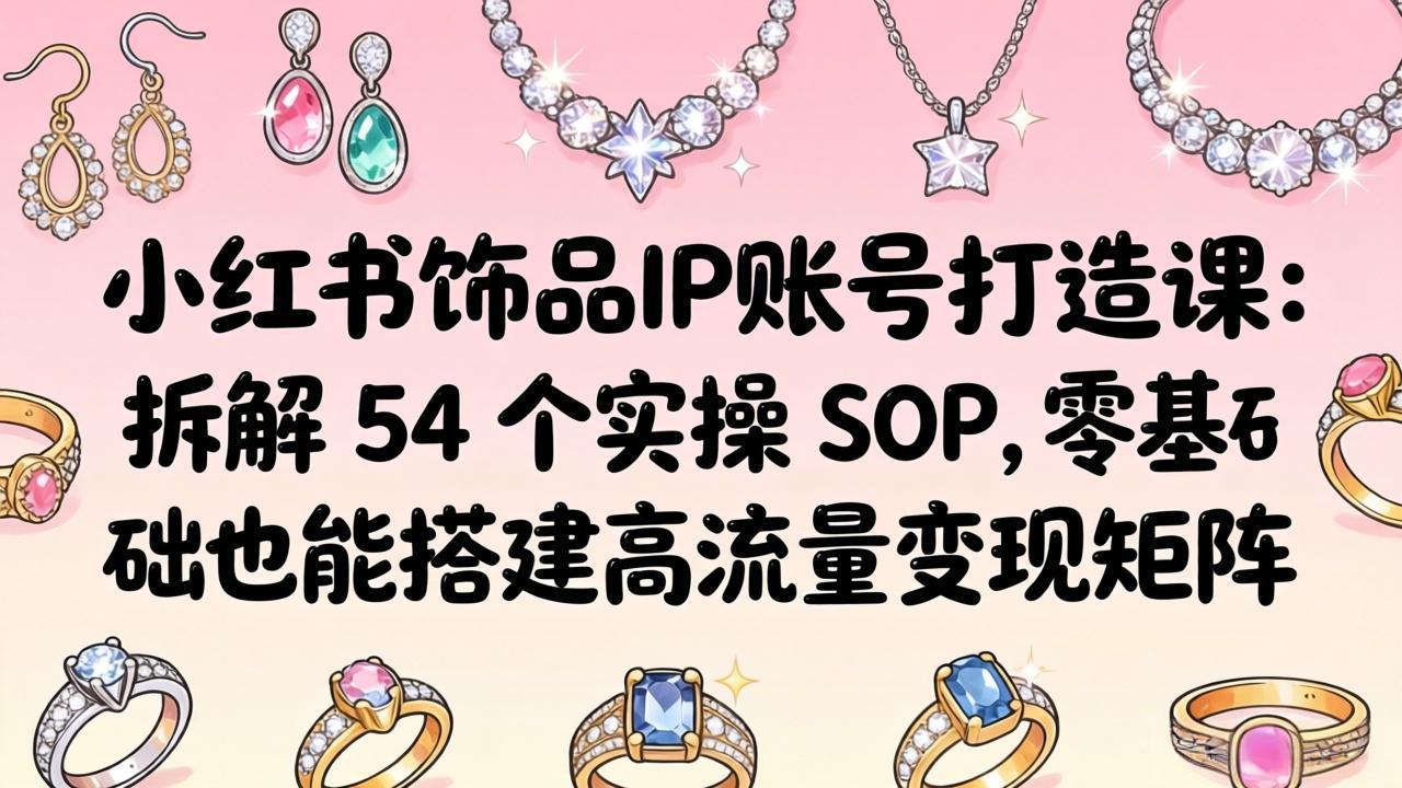 小红书饰品IP账号打造课：拆解 54 个实操 SOP，零基础也能搭建高流量变现矩阵云学当下-创业资源网-知予轻创网-资源整合-互联网创业课程云学当下
