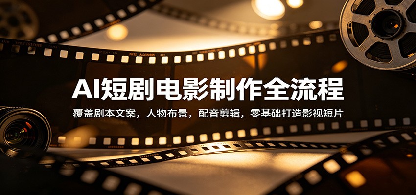 AI短剧电影制作全流程：覆盖剧本文案，人物布景，配音剪辑，零基础打造影视短片云学当下-创业资源网-知予轻创网-资源整合-互联网创业课程云学当下