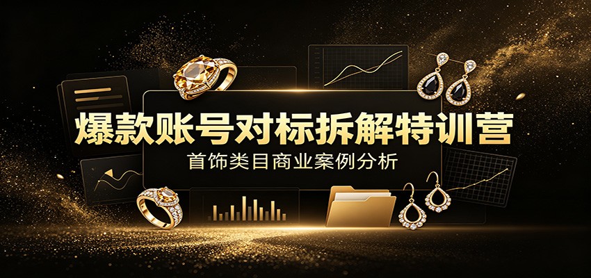 爆款账号对标拆解特训营:首饰类目商业案例分析,配套完整资料内容云学当下-创业资源网-知予轻创网-资源整合-互联网创业课程云学当下