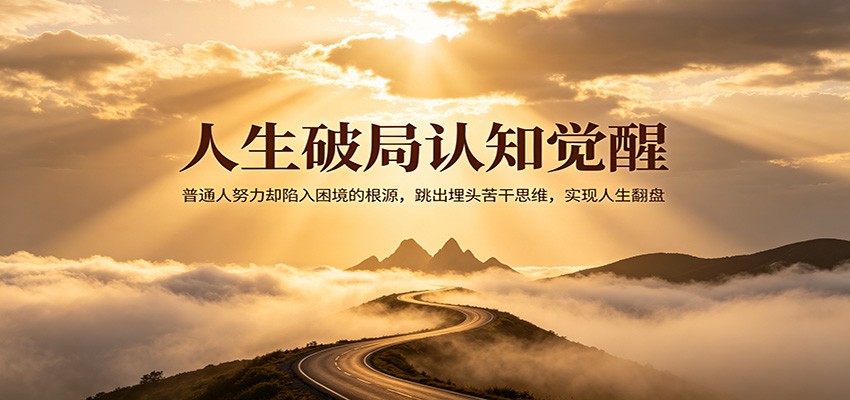 人生破局认知觉醒，普通人努力却陷入困境的根源，跳出埋头苦干思维，实现人生翻盘云学当下-创业资源网-知予轻创网-资源整合-互联网创业课程云学当下