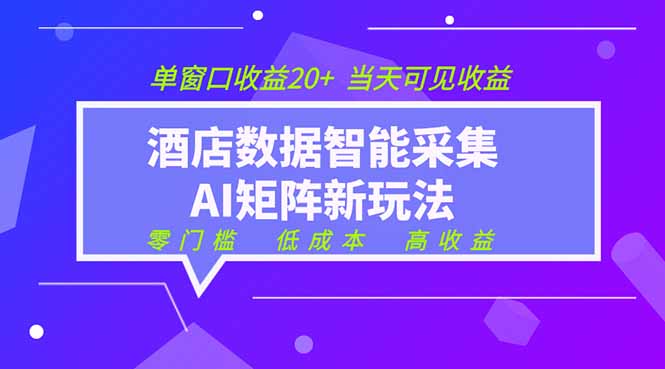 2026酒店数据采集ai智能矩阵新风口 低成本 高收益 当天见收益 单窗口20+云学当下-创业资源网-知予轻创网-资源整合-互联网创业课程云学当下