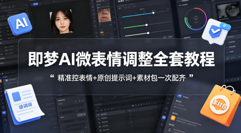 即梦AI微表情调整全套教程，精准控表情+原创提示词+素材包一次配齐云学当下-创业资源网-知予轻创网-资源整合-互联网创业课程云学当下