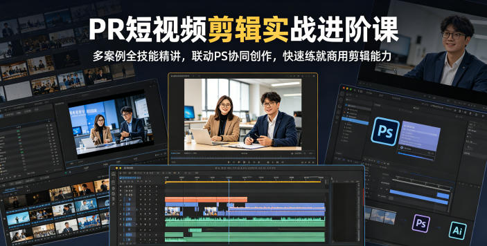 PR短视频剪辑实战进阶课，多案例全技能精讲，联动PS协同创作，快速练就商用剪辑能力云学当下-创业资源网-知予轻创网-资源整合-互联网创业课程云学当下