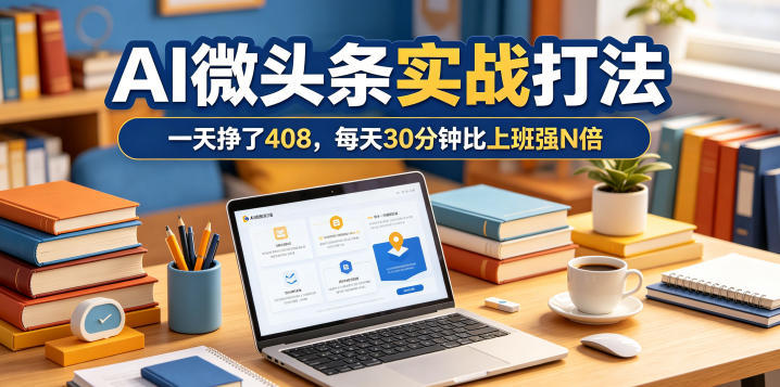 一天挣了408，AI微头条实战打法，每天30分钟比上班强N倍云学当下-创业资源网-知予轻创网-资源整合-互联网创业课程云学当下