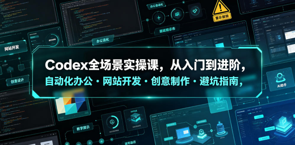 Codex全场景实操课,从入门到进阶,自动化办公・网站开发・创意制作・避坑指南,全流程教学云学当下-创业资源网-知予轻创网-资源整合-互联网创业课程云学当下