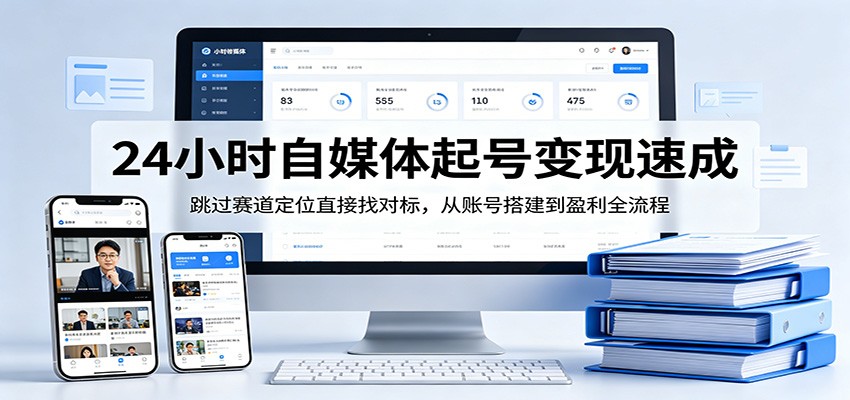 24小时自媒体起号变现速成，跳过赛道定位直接找对标，从账号搭建到盈利全流程云学当下-创业资源网-知予轻创网-资源整合-互联网创业课程云学当下