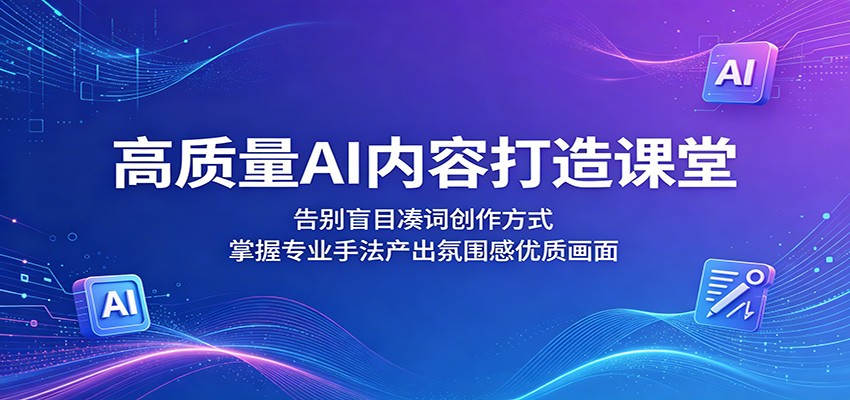 高质量AI内容打造课堂：告别盲目凑词创作方式，掌握专业手法产出氛围感优质画面云学当下-创业资源网-知予轻创网-资源整合-互联网创业课程云学当下