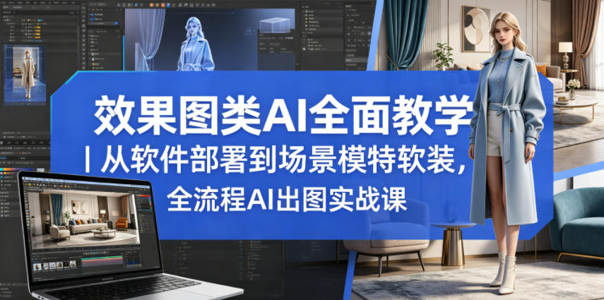 效果图类AI全面教学|从软件部署到场景模特软装,全流程AI出图实战课云学当下-创业资源网-知予轻创网-资源整合-互联网创业课程云学当下