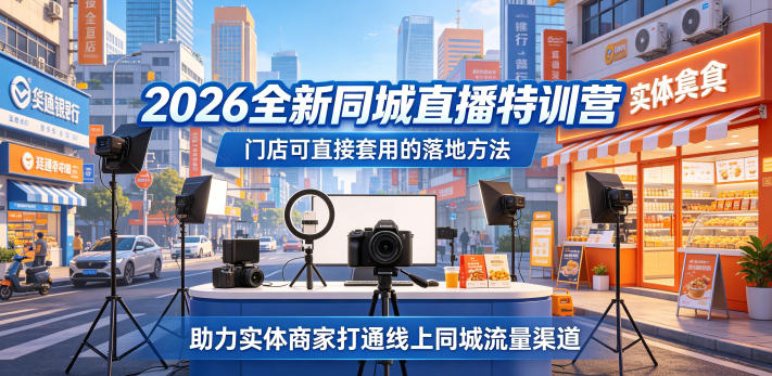 2026全新同城直播特训营，门店可直接套用的落地方法，助力实体商家打通线上同城流量渠道云学当下-创业资源网-知予轻创网-资源整合-互联网创业课程云学当下
