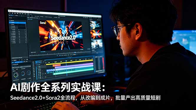 AI剧作全系列实战课：Seedance2.0+Sora2全流程，从改编到成片，批量产出高质量短剧云学当下-创业资源网-知予轻创网-资源整合-互联网创业课程云学当下