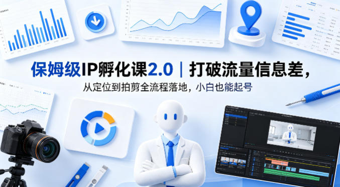 保姆级IP孵化课2.0｜打破流量信息差，从定位到拍剪全流程落地，小白也能起号云学当下-创业资源网-知予轻创网-资源整合-互联网创业课程云学当下