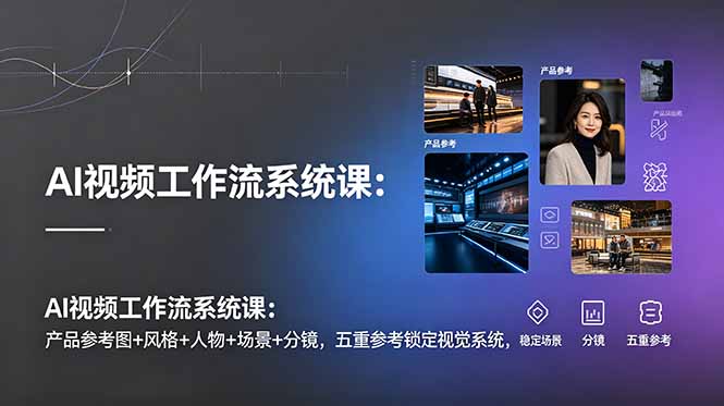 AI视频工作流系统课:产品参考图+风格+人物+场景+分镜,五重参考锁定视觉系统,稳定产出高质量视频云学当下-创业资源网-知予轻创网-资源整合-互联网创业课程云学当下