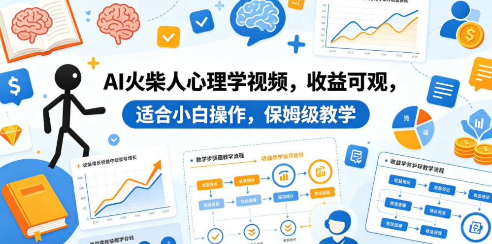 AI火柴人心理学视频,收益可观,适合小白操作,保姆级教学云学当下-创业资源网-知予轻创网-资源整合-互联网创业课程云学当下