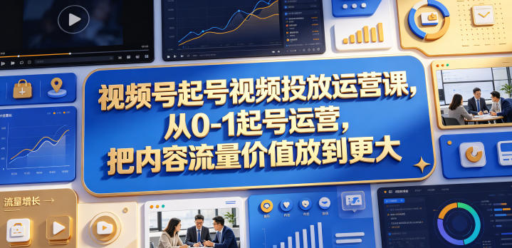 视频号起号视频投放运营课，从0-1起号运营，把内容流量价值放到更大云学当下-创业资源网-知予轻创网-资源整合-互联网创业课程云学当下