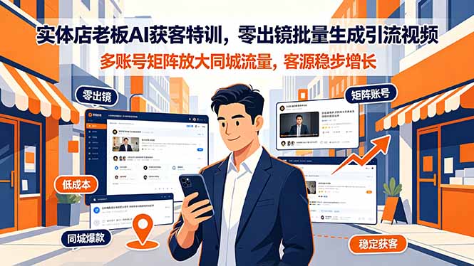 实体店老板AI获客特训,零出镜批量生成引流视频,多账号矩阵放大同城流量,客源稳步增长云学当下-创业资源网-知予轻创网-资源整合-互联网创业课程云学当下