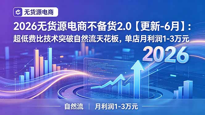 2026无货源电商不备货2.0【更新-6月】:超低费比技术突破自然流天花板,单店月利润1-3万元云学当下-创业资源网-知予轻创网-资源整合-互联网创业课程云学当下