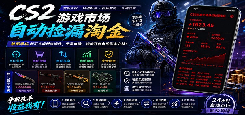 CSGO挂机捡漏项目通过利用游戏饰品交易机制,结合薄凉软件辅助捡漏,实现盈利云学当下-创业资源网-知予轻创网-资源整合-互联网创业课程云学当下