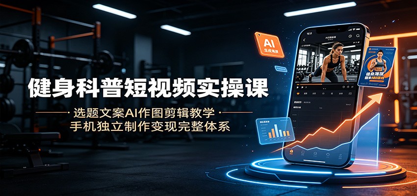 健身科普短视频实操课:选题文案AI作图剪辑教学,手机独立制作变现完整体系云学当下-创业资源网-知予轻创网-资源整合-互联网创业课程云学当下