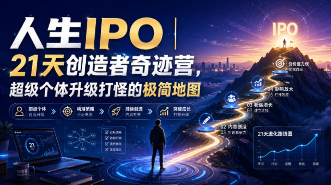 人生IPO︱21天创造者奇迹营，超级个体升级打怪的极简地图云学当下-创业资源网-知予轻创网-资源整合-互联网创业课程云学当下
