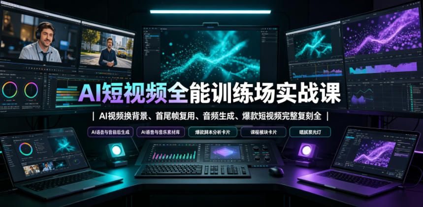 AI短视频全能训练场实战课|AI视频换背景、首尾帧复用、音频生成、爆款短视频完整复刻全套实操教学云学当下-创业资源网-知予轻创网-资源整合-互联网创业课程云学当下