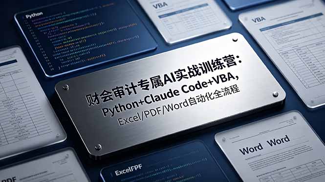 财会审计专属 AI实战训练营:Python+Claude Code+VBA,Excel/PDF/Word自动化全流程云学当下-创业资源网-知予轻创网-资源整合-互联网创业课程云学当下