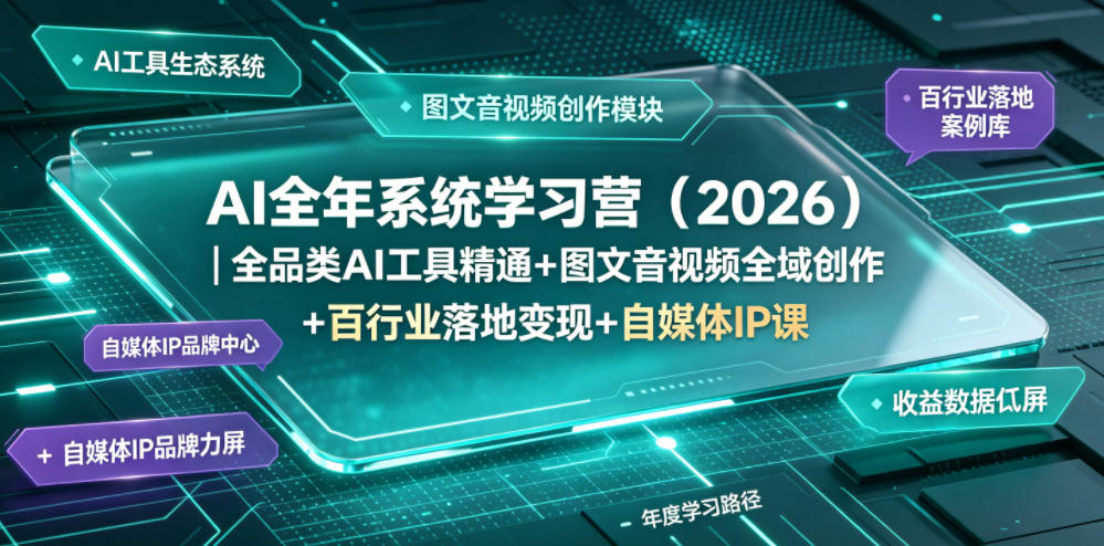 AI全年系统学习营(2026)｜全品类AI工具精通+图文音视频全域创作+百行业落地变现+自媒体IP打造年度进阶大课云学当下-创业资源网-知予轻创网-资源整合-互联网创业课程云学当下