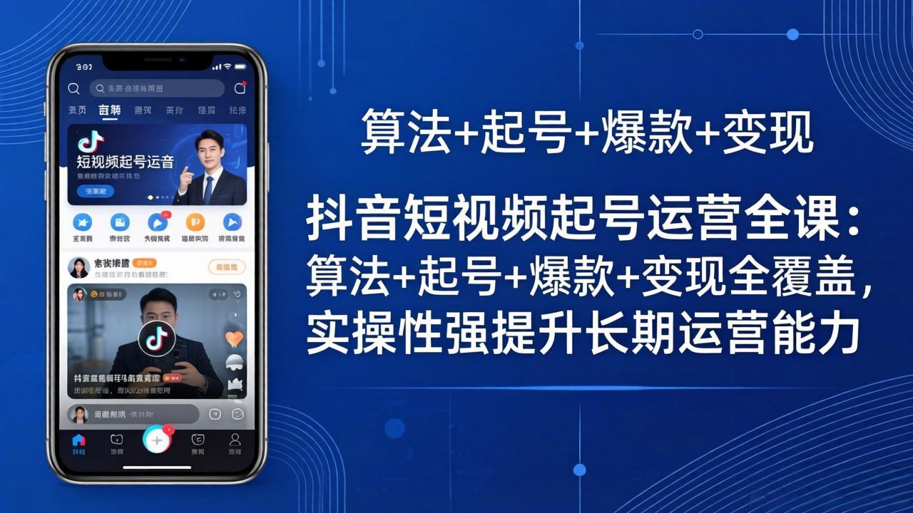 抖音短视频起号运营全课：算法+起号+爆款+变现全覆盖，实操性强提升长期运营能力云学当下-创业资源网-知予轻创网-资源整合-互联网创业课程云学当下