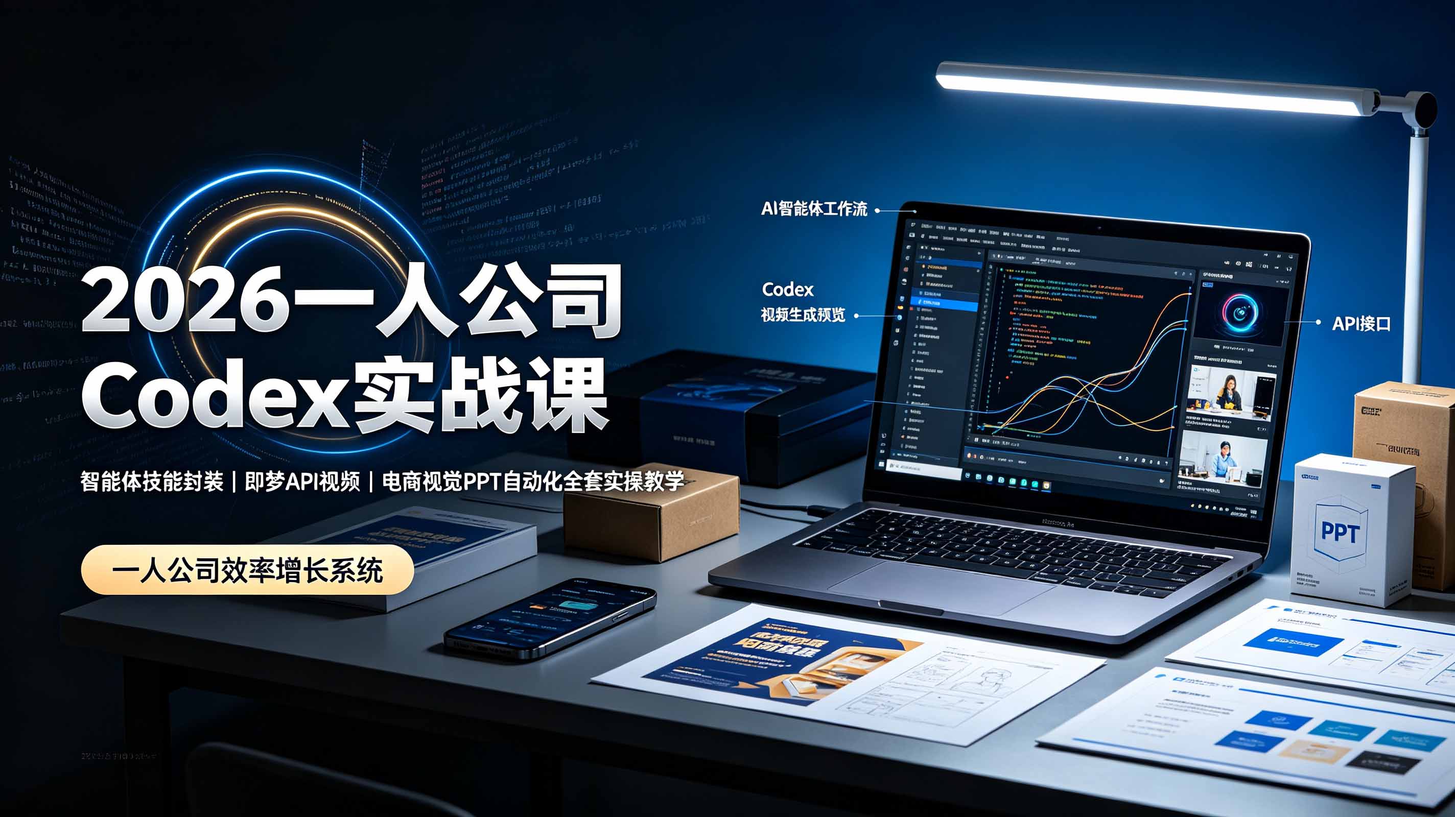 2026一人公司Codex实战课◆智能体技能封装｜即梦API视频｜电商视觉PPT自动化全套实操教学云学当下-创业资源网-知予轻创网-资源整合-互联网创业课程云学当下