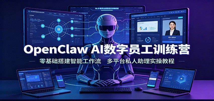 OpenClaw AI数字员工训练营：零基础搭建智能工作流，多平台私人助理实操教程云学当下-创业资源网-知予轻创网-资源整合-互联网创业课程云学当下