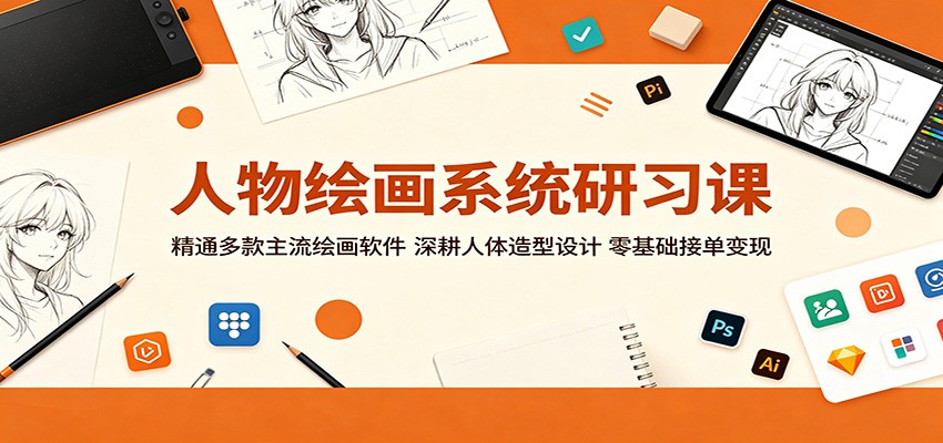 人物绘画系统研习课:精通多款主流绘画软件,深耕人体造型设计,零基础接单变现云学当下-创业资源网-知予轻创网-资源整合-互联网创业课程云学当下