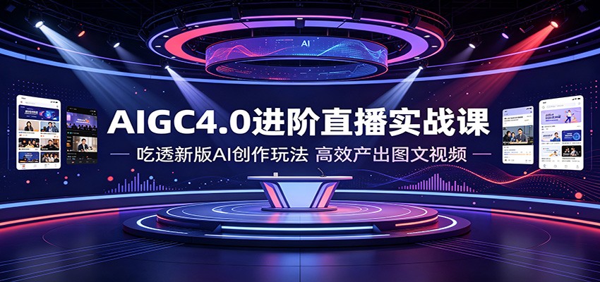 AIGC4.0进阶直播实战课:吃透新版AI创作玩法,高效产出图文视频云学当下-创业资源网-知予轻创网-资源整合-互联网创业课程云学当下