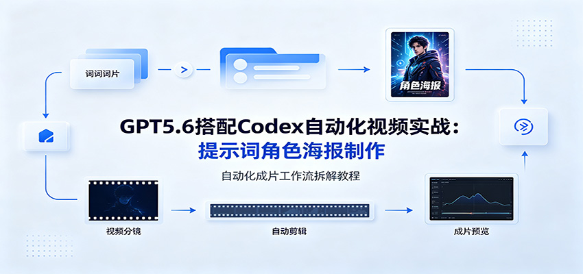 GPT5.6搭配Codex自动化视频实战:提示词角色海报制作,自动化成片工作流拆解教程云学当下-创业资源网-知予轻创网-资源整合-互联网创业课程云学当下